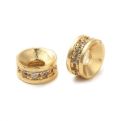 Rack Plating Brass Cubic Zirconia Beads KK-K349-03G-1