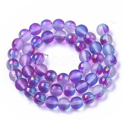 Frosted Spray Painted Glass Beads Strands X-GLAA-N035-03C-C03-1