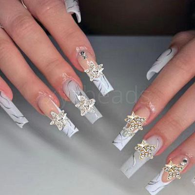 40Pcs 2 Colors Star Alloy Rhinestone Cabochons MRMJ-HY0001-27-1