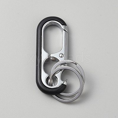 Oval Alloy Keychain Clasps with Double Rings FIND-YWC0011-02A-1