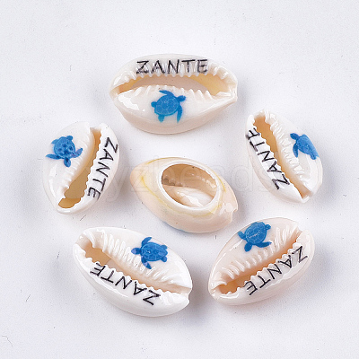 Printed Cowrie Shell Beads SHEL-S276-12B-1