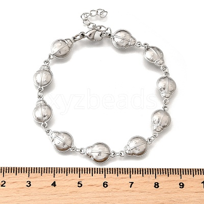 304 Stainless Steel Ladybug Link Bracelets for Women BJEW-K226-15A-P-1