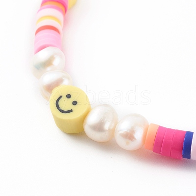 Handmade Polymer Clay Heishi Beaded Stretch Bracelets X-BJEW-JB06143-05-1