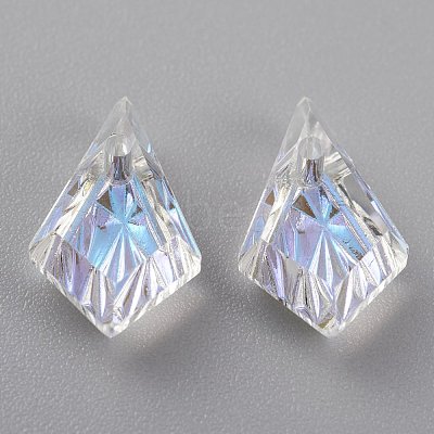 Embossed Glass Rhinestone Pendants GLAA-J101-01A-001SI-1