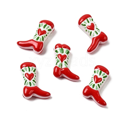 Boot Baking Paint Glass Enamel  Beads LAMP-C020-02K-1