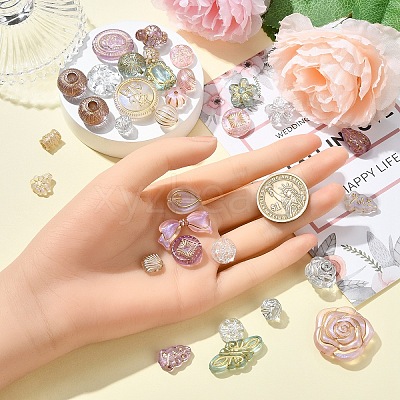 40Pcs 5 Colors Transparent Acrylic Beads MACR-YW0003-46A-1