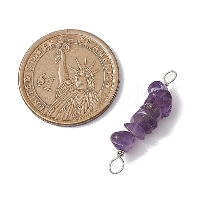 10Pcs 5 Styles Constellation Natural Gold Rutilated Quartz & Amethyst & Golden Sheen Obsidian & Strawberry Quartz & Lapis Lazuli Copper Wire Wrapped Chip Beaded Connector Charms PALLOY-JF02905-03-1