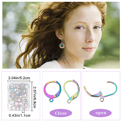 60Pcs 2 Style 304 Stainless Steel Leverback Earring Findings STAS-CN0001-17-1