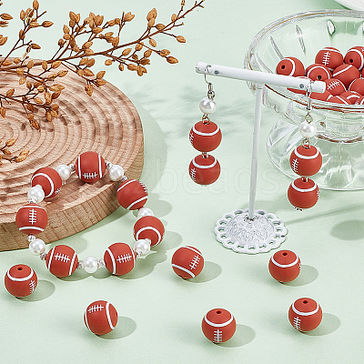 32Pcs All Kinds of Sports Balls Silicone Beads SIL-SC0001-81A-1