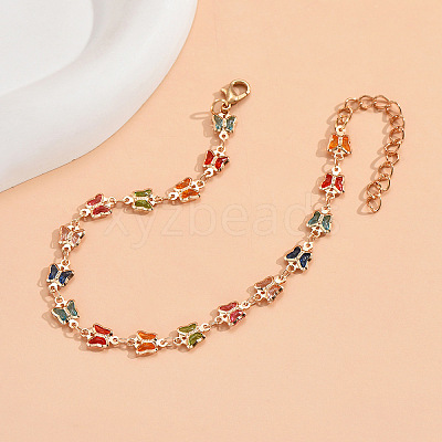 Bohemian Style Brass Enamel Butterfly Link Anklets WG8DE61-01-1