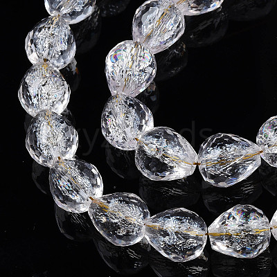Transparent Crackle Glass Beads Strands X-GLAA-N051-04-1