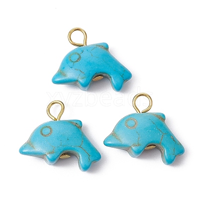 Synthetic Turquoise Pendants PALLOY-JF02371-02-1