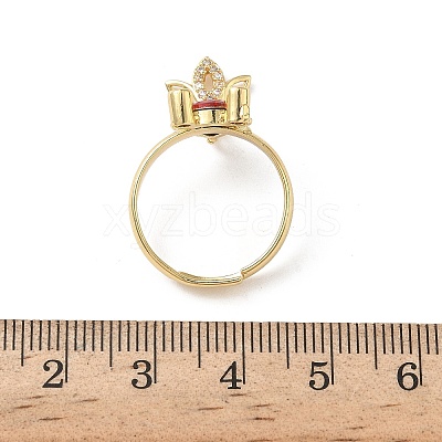 Brass Micro Pave Cubic Zirconia Adjustable Finger Rings for Women RJEW-K307-01G-21-1