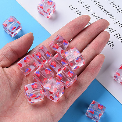 Transparent Printed Acrylic Beads MACR-S374-08A-03-1