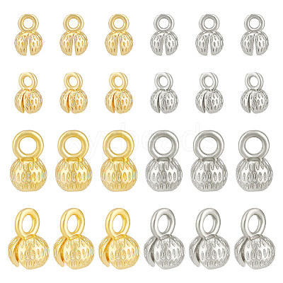 32Pcs 4 Style Brass Bead Tips FIND-BC0005-47-1