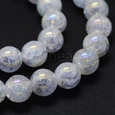 Electroplated Natural Crackle Quartz Crystal Beads Strands G-K285-08-6mm-1