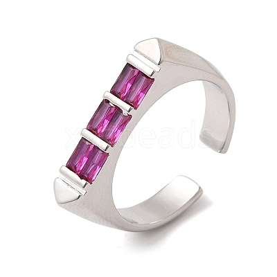 Brass Micro Pave Cubic Zirconia Cuff Open Rings for Women RJEW-L343-02P-05-1