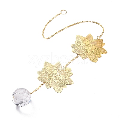 Faceted Glass Sun Catcher Pendant Decorations LS-AJEW-A037-07G-1
