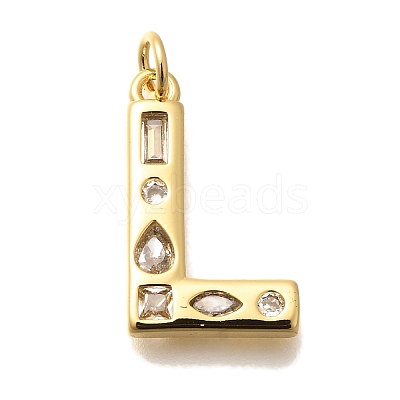 Brass Micro Pave Clear Cubic Zirconia Pendants KK-G521-01G-L-1