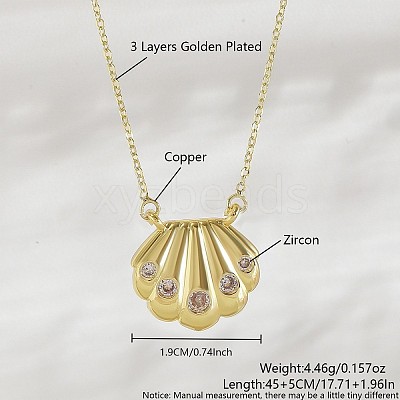 Ocean Summer Brass Pave Clear Cubic Zirconia Pendant Necklaces FS-WG8D1A7-08-1