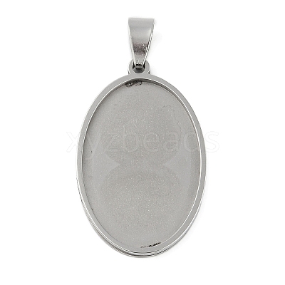 Non-Tarnish 201 Stainless Steel Pendant Cabochon Settings STAS-L279-012P-01-1