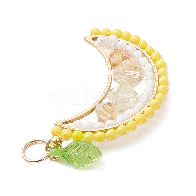 Round Glass Seed Beaded Fruit Pendants PALLOY-MZ00864-04-1
