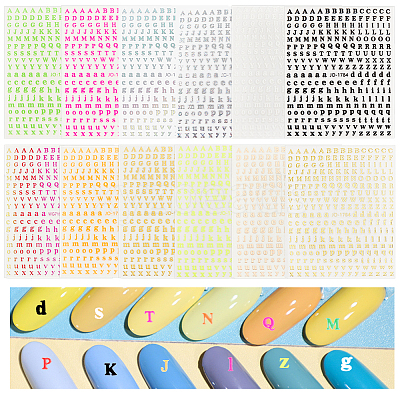 24 Sheets 12 Colors Letter Style Plastic Nail Art Stickers MRMJ-OC0003-21-1