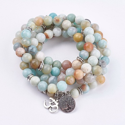 Natural Amazonite Wrap Bracelets BJEW-E329-06D-1