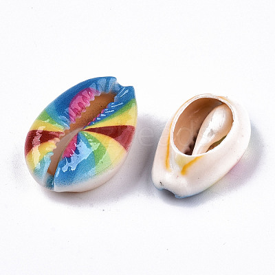 Printed Natural Cowrie Shell Beads SHEL-S266-20-1