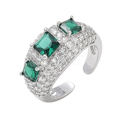 Brass Micro Pave Cubic Zirconia Cuff Open Rings for Women RJEW-L343-13P-04-1