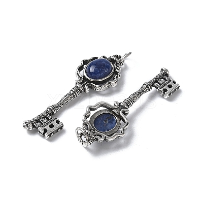 Key Brass Natural Sodalite Big Pendants KK-D361-01AS-25-1