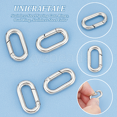 4Pcs 304 Stainless Steel Spring Gate Rings STAS-UN0051-08-1