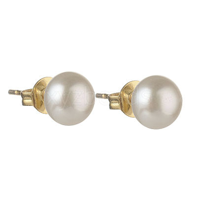 Natural Pearl Rondelle Stud Earrings EJEW-JE04585-03-1