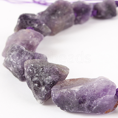 Natural Gemstone Amethyst Rough Nuggets Bead Strands G-E219-02A-1