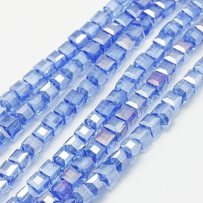 Electroplate Glass Beads Strands EGLA-D018-8x8mm-61-1