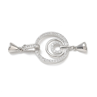 Brass Micro Pave Clear Cubic Zirconia Fold Over Clasps KK-K428-04P-1