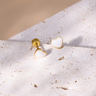 201 Stainless Steel Heart Screw Stud Earrings LS-CN3729-1-1