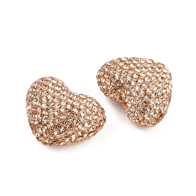 Heart Shaped Polymer Clay Rhinestone Beads CLAY-NH0002-02F-1