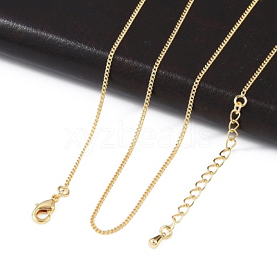 Long-Lasting Plated Brass Curb Chain Necklaces NJEW-K112-07G-NF-1