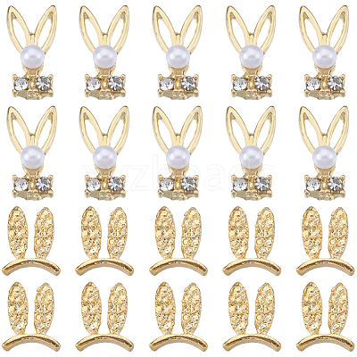 60Pcs 2 Styles Rabbit Alloy Rhinestone Cabochons MRMJ-SC0001-16-1