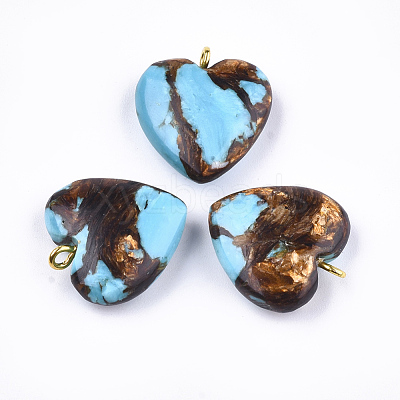 Assembled Bronzite and Synthetic Turquoise Pendants G-T111-04C-1