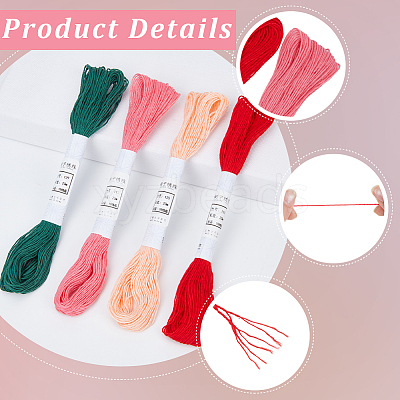 4 Skeins 4 Colors 6-Ply Cotton Embroidery Floss EMBR-WH20001-003B-1