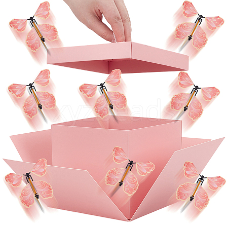 DIY Butterfly Flying Surprise Gift Paper Storage Boxes CON-WH0110-54B-1