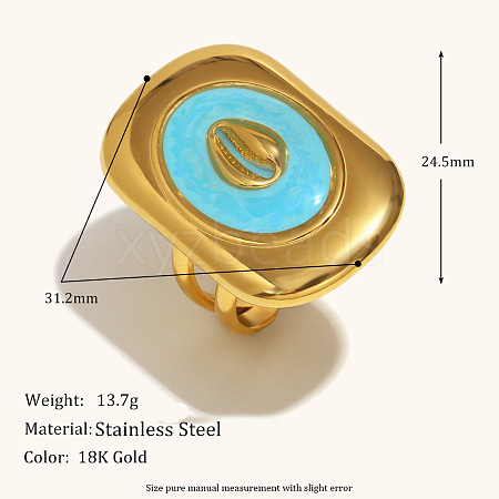 304 Stainless Steel and Enamel Cuff Rings FS-WGFF68F-01-1