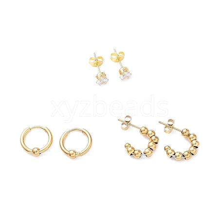 3 Pairs 3 Style Crystal Rhinestone Diamond Stud Earrings EJEW-B020-25G-1