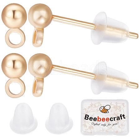 Beebeecraft 60Pcs Brass Stud Earrings Findings KK-BBC0004-99-1