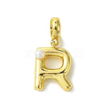 Rack Plating Brass with ABS Plastic Pearl European Dangle Charms KK-G501-02R-G-1