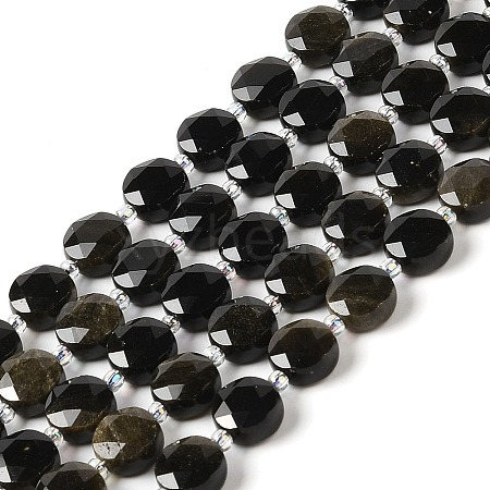 Natural Golden Sheen Obsidian Bead Strands G-C116-A07-01-1