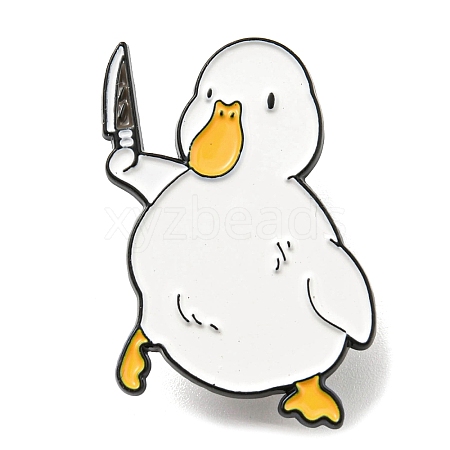 Cartoon Japanese Duck with Knife Enamel Pin PALLOY-D021-05D-EB-1