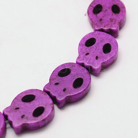 Skull Synthetic Turquoise Beads Strands TURQ-I023-28x25mm-04-1